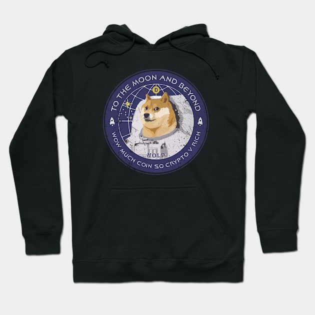 Dogecoin To the Moon (Badge) Hoodie by Sunny Saturated